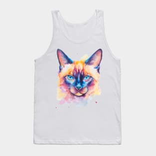 watercolor Siamese Cat Tank Top